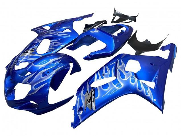 2001-2003 Suzuki GSXR 600 / GSXR 750 Motorcycle Fairings - Blue with White Flame UK