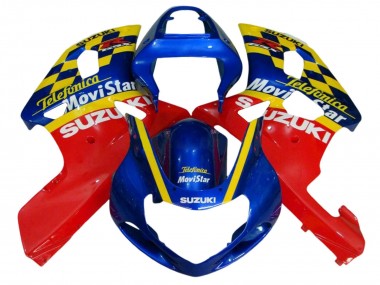 Custom 2001-2003 Suzuki GSXR 600 / GSXR 750 Motorcycle Fairings - Blue Red Yellow UK