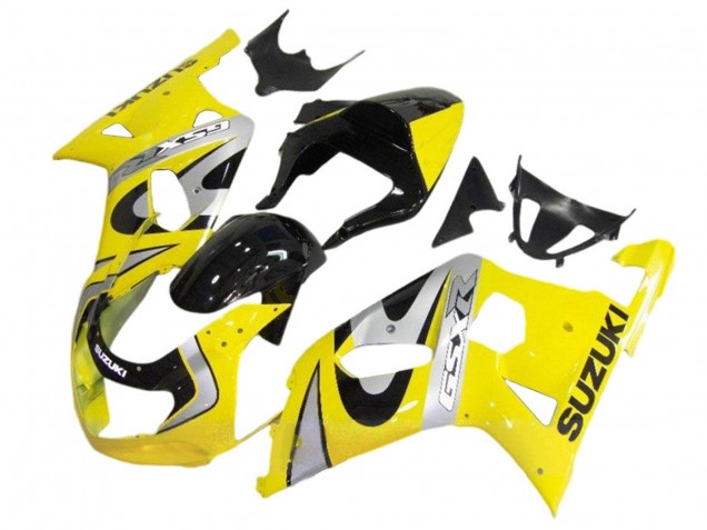 2001-2003 Suzuki GSXR 600 / GSXR 750 Motorcycle Fairing Kits - Yellow Silver Glossy Black UK