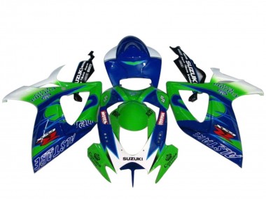 Custom 2004-2005 Suzuki GSXR 600 / GSXR 750 Motorcycle Fairings - White Blue Green UK