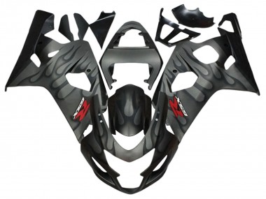 Custom 2004-2005 Suzuki GSXR 600 / GSXR 750 Motorcycle Fairings - Grey Black Flame UK