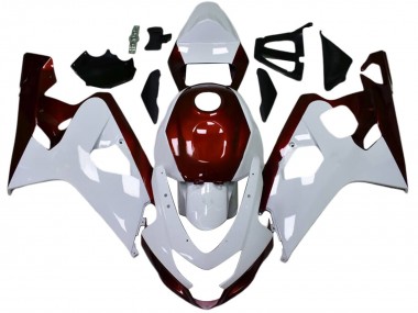 Custom 2004-2005 Suzuki GSXR 600 / GSXR 750 Motorcycle Fairings - White Candy Red Black UK