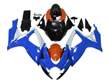 Custom 2004-2005 Suzuki GSXR 600 / GSXR 750 Motorcycle Fairings - White Blue Orange Black UK