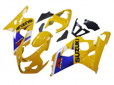 Custom 2004-2005 Suzuki GSXR 600 / GSXR 750 Motorcycle Fairing - Yellow White Blue Black UK
