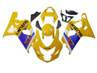 Custom 2004-2005 Suzuki GSXR 600 / GSXR 750 Motorcycle Fairing - Yellow White Blue Black UK