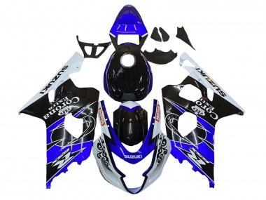 Custom 2004-2005 Suzuki GSXR 600 / GSXR 750 Motorcycle Fairing - White Blue Black Corona Motul UK