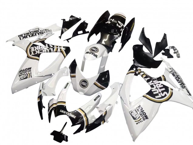 2006-2007 Suzuki GSXR 600 / GSXR 750 Motorcycle Fairings - White Black Lucky Strike Motul UK