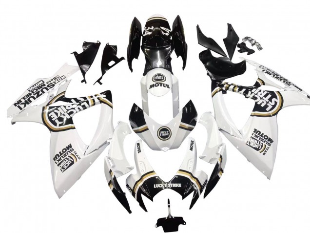 2006-2007 Suzuki GSXR 600 / GSXR 750 Motorcycle Fairings - White Black Lucky Strike Motul UK
