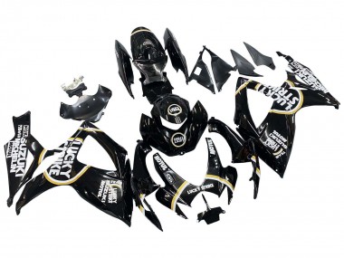 Custom 2006-2007 Suzuki GSXR 600 / GSXR 750 Motorcycle Fairings - Glossy Black White Motul Lucky Strike UK