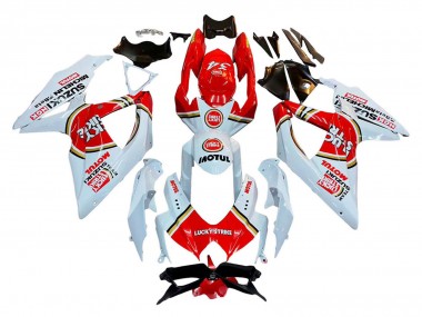 Custom 2008-2010 Suzuki GSXR 600 / GSXR 750 Motorcycle Fairings - White Red Motul Lucky Strike UK