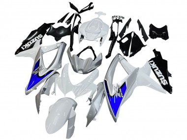 Custom 2008-2010 Suzuki GSXR 600 / GSXR 750 Motorcycle Fairings - White Silver Blue Black UK