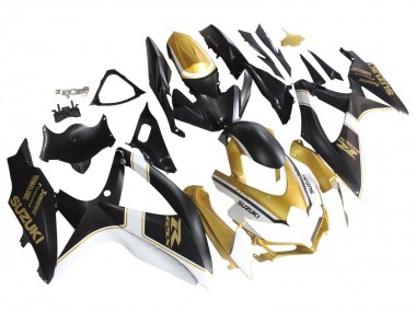 Custom 2008-2010 Suzuki GSXR 600 / GSXR 750 Motorcycle Fairings - Matte Black White Gold UK