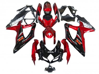 Custom 2008-2010 Suzuki GSXR 600 / GSXR 750 Motorcycle Fairings - Red Glossy Black UK