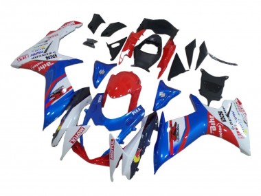 Custom 2008-2010 Suzuki GSXR 600 / GSXR 750 Motorcycle Fairings - White Red Blue UK