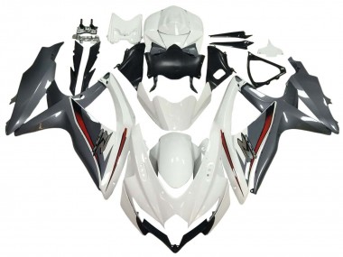 Custom 2008-2010 Suzuki GSXR 600 / GSXR 750 Motorcycle Fairings - White Grey Red UK