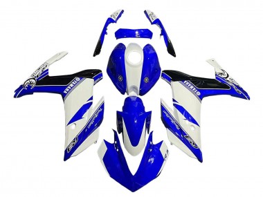 Custom 2015-2018 Yamaha YZF R3/R25 Motorcycle Fairings - White Blue Black Racing UK