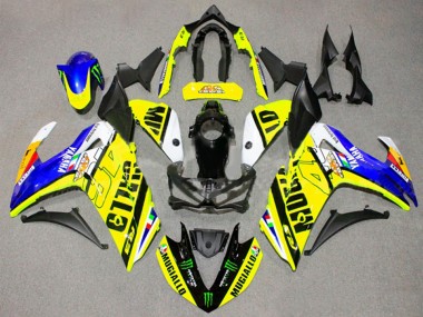Custom 2015-2018 Yamaha YZF R3/R25 Motorcycle Fairings - Yellow Blue Black Monster UK