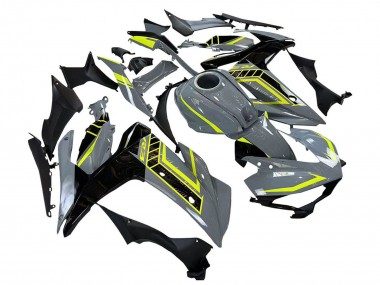 Custom 2015-2018 Yamaha YZF R3/R25 Motorcycle Fairings - Nardo Grey Neon Yellow Black UK