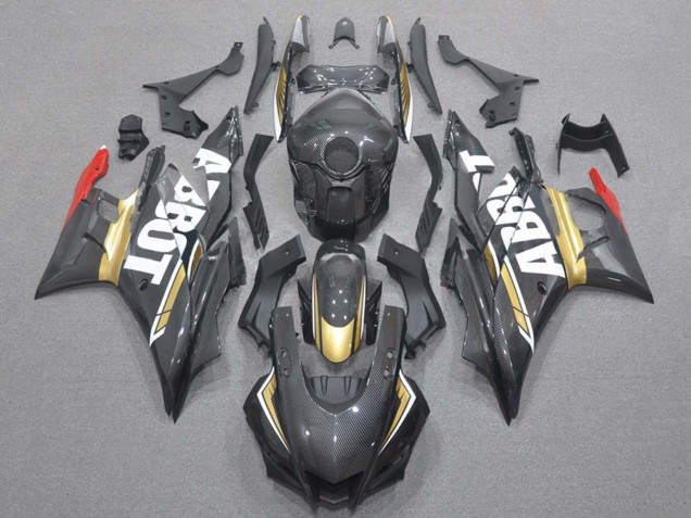 2019-2021 Yamaha YZF R3/R25 Motorcycle Fairings - Red Gold Black Carbon Fiber Style UK