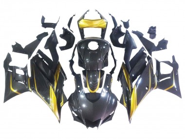 Custom 2019-2021 Yamaha YZF R3/R25 Motorcycle Fairings - Gold Black Carbon Fiber UK