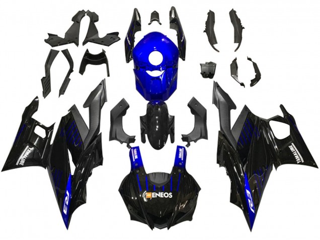 2019-2021 Yamaha YZF R3/R25 Motorcycle Fairings - Blue Black Carbon Fiber ENEOS Yamalube UK
