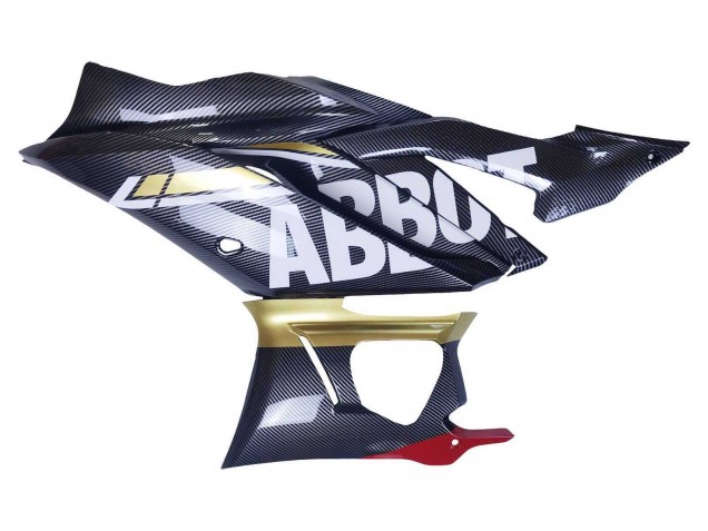 2022-2024 Yamaha YZF R3/R25 Motorcycle Fairings - Black Carbon Fiber Style Gold Red ABBOT UK