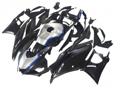 Custom 2022-2024 Yamaha YZF R3/R25 Motorcycle Fairings - Black Carbon Fiber Style Silver Blue UK