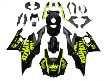 Custom 2022-2024 Yamaha YZF R3/R25 Motorcycle Fairings - Black Green ENEOS 46 UK