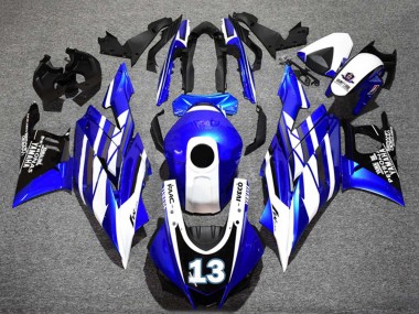 Custom 2022-2024 Yamaha YZF R3/R25 Motorcycle Fairings - Blue White Black Petronas Yamalube 13 UK