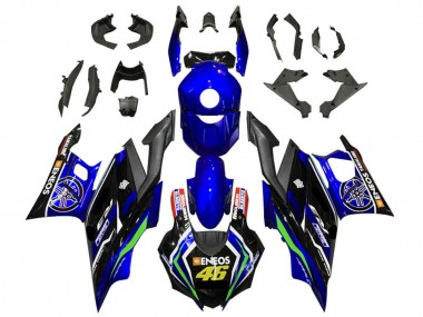 Custom 2022-2024 Yamaha YZF R3/R25 Motorcycle Fairings - Blue Green Black ENEOS 46 UK