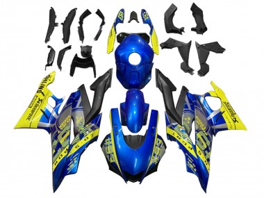 Custom 2022-2024 Yamaha YZF R3/R25 Motorcycle Fairings - Yellow Blue Matte Black 93 UK