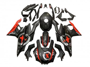 Custom 2022-2024 Yamaha YZF R3/R25 Motorcycle Fairings - Black Carbon Fiber Style Red Silver UK