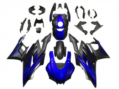 Custom 2022-2024 Yamaha YZF R3/R25 Motorcycle Fairings - Blue Matte Black UK