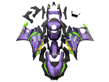 Custom 2022-2024 Yamaha YZF R3/R25 Motorcycle Fairings - Purple Green Yellow Trick Star EVA Racing 21 UK