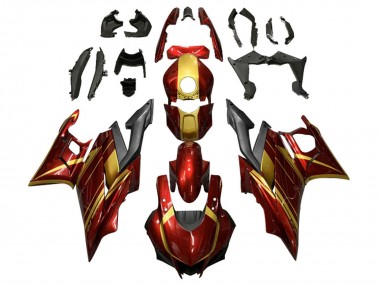 Custom 2022-2024 Yamaha YZF R3/R25 Motorcycle Fairings - Red Gold Matte Black UK