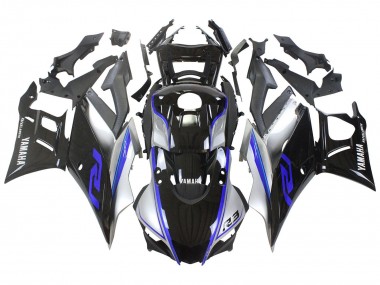 Custom 2022-2024 Yamaha YZF R3/R25 Motorcycle Fairings - Silver Blue Glossy Black UK
