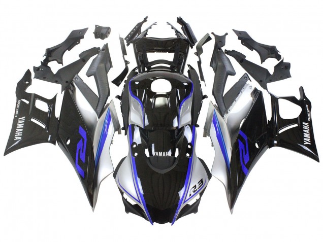 2022-2024 Yamaha YZF R3/R25 Motorcycle Fairings - Silver Blue Glossy Black UK