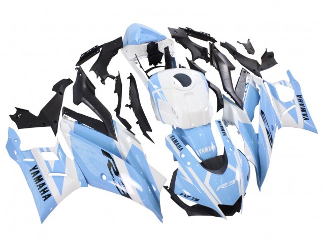 2022-2024 Yamaha YZF R3/R25 Motorcycle Fairings - White Light Blue UK