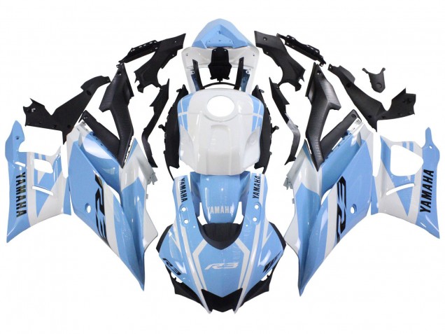 2022-2024 Yamaha YZF R3/R25 Motorcycle Fairings - White Light Blue UK