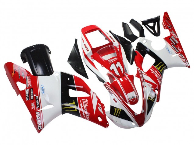 1998-1999 Yamaha YZF 1000 R1 Motorcycle Fairings - Red White Black Yellow Monster Milwaukee MAXXIS 11 UK