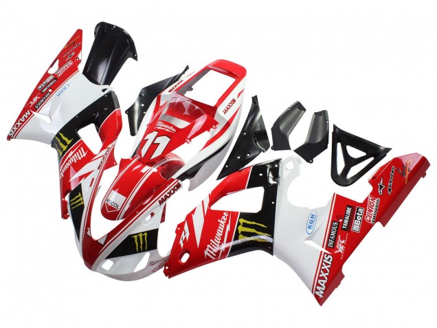 1998-1999 Yamaha YZF 1000 R1 Motorcycle Fairings - Red White Black Yellow Monster Milwaukee MAXXIS 11 UK