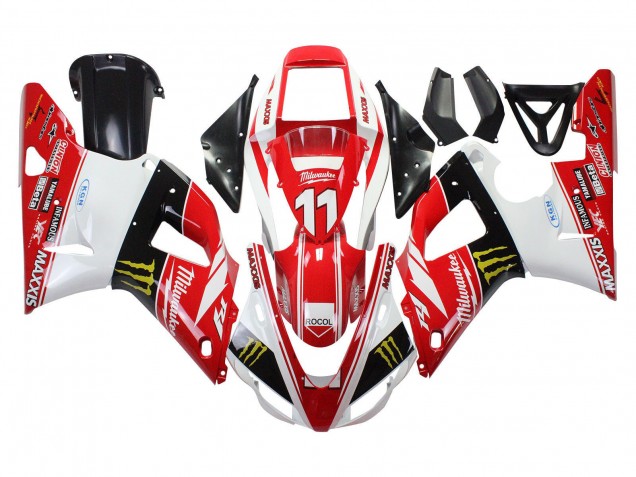 1998-1999 Yamaha YZF 1000 R1 Motorcycle Fairings - Red White Black Yellow Monster Milwaukee MAXXIS 11 UK