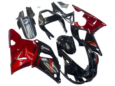 Custom 1998-1999 Yamaha YZF 1000 R1 Motorcycle Fairings - Glossy Black Red UK