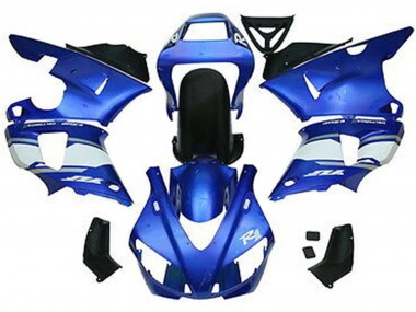 Custom 1998-1999 Yamaha YZF 1000 R1 Motorcycle Fairings - Blue White Glossy Black UK