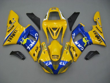 Custom 2000-2001 Yamaha YZF 1000 R1 Motorcycle Fairings - White Yellow Blue Motul Camel UK