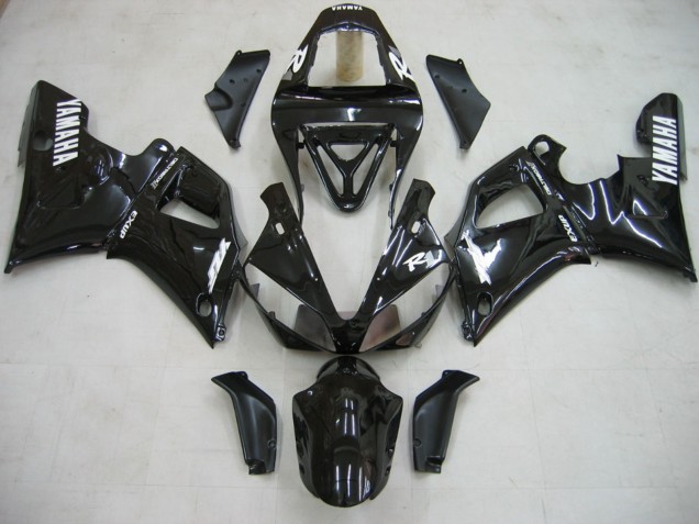 2000-2001 Yamaha YZF 1000 R1 Motorcycle Fairings - Glossy Black White Decal UK