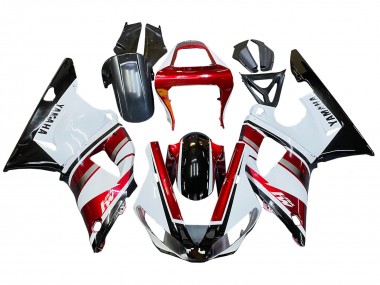 Custom 2000-2001 Yamaha YZF 1000 R1 Motorcycle Fairing - Red White Glossy Black UK
