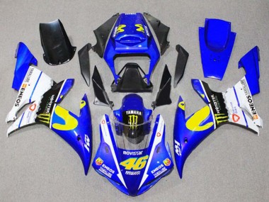 Custom 2002-2003 Yamaha YZF 1000 R1 Motorcycle Fairings - Blue White Black Yellow Monster 46 UK