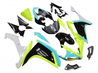 Custom 2007-2008 Yamaha YZF 1000 R1 Motorcycle Fairings - Light Blue Lime Green Black UK