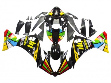 Custom 2012-2014 Yamaha YZF 1000 R1 Motorcycle Fairings - Glossy Black Yellow Green Blue Red Color Wheel UK